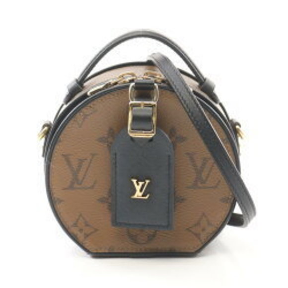 Louis Vuitton Boite Chapeau Handbag Leather Reverse Brown Black - Picture 1 of 7